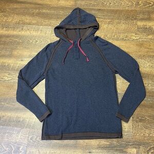 Carbon2Cobalt Hoodie Sweater Mens Medium Pullover Raglan Cashmere Blend Blue